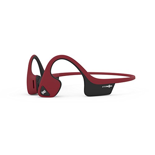 AfterShokz AS650CR Trekz Air kabellose Knochenleitungskopfhörer Bluetooth schweißabweisende Ohrhörer mit Mikrofon für den Sport, Rot