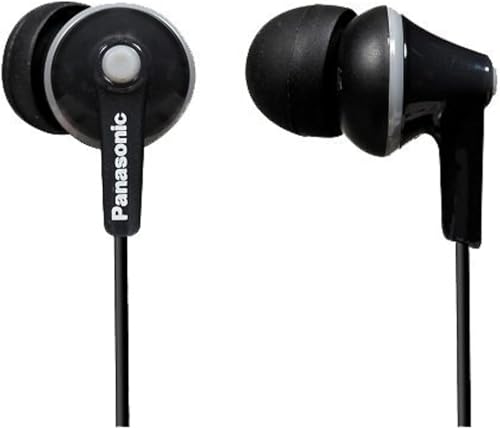 Panasonic RP-HJE125E-K Ergofit In-Ear-Kopfhörer mit kraftvollem Klang, bequemem rutschfestem Sitz und 3 Größen von Ohrstöpseln, schwarz