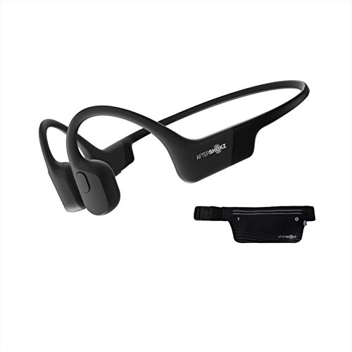 Aftershokz Aeropex Bluetooth Wireless Bone Conduction Headphones Knochenschall Sportkopfhörer mit Sportgürtel, Schönes Geschenk, Bluetooth 5.0, Wasserdicht, für Sport und Spielzeit, Cosmic Black