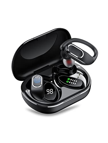 Bluetoth 5.1 Kopfhörer Sport, Kopfhörer Kabellos in Ear mit HD Mikrofon, HiFi Stereo Kabellose Kopfhörer, 80H Spielzeit mit LED Ladekoffers, IP7 wasserdichte Wireless Kopfhörer für Sport und Laufen