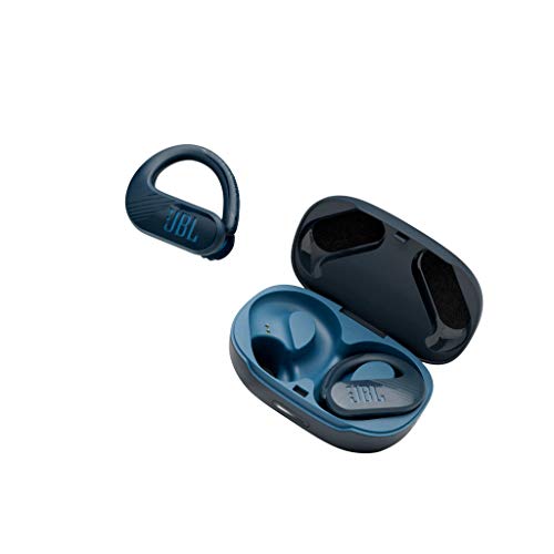 JBL Endurance Peak II True-Wireless In-Ear-Sportkopfhörer in Blau – Wasserfeste Bluetooth Earbuds mit Bügel und Dual Connect – 30h Wiedergabezeit für Workouts mit Power