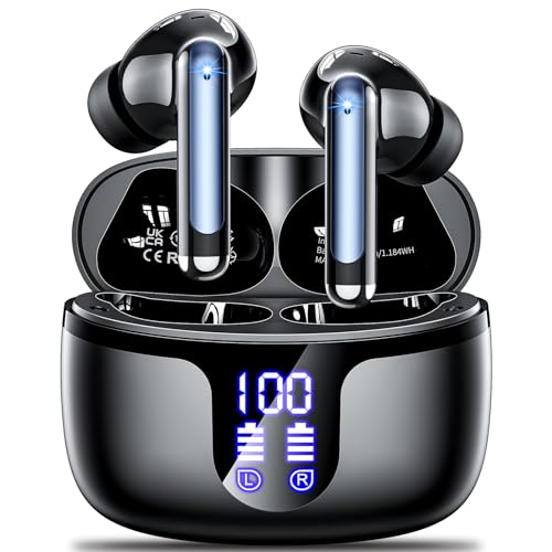 Bluetooth Kopfhörer,Kopfhörer Kabellos Bluetooth 5.3 in Ear mit 4 HD Mikrofon,2024 ENC Noise Cancelling Ohrhörer,42H Spielzeit mit LED-Anzeige,HiFi Stereo,IP7 Wasserdicht Headphones für Arbeit Sport