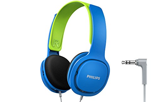 Philips SHK2000BL/00 Over Ear Kinder Kopfhörer, Farbige LED-Leuchten, 85dB Lautstärkebegrenzung, Geräuschisolierendes, Mit Weichen Ohrpolstern, Ergonomisches Stirnband (Blau)