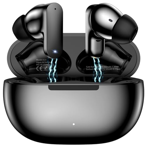 Bluetooth Kopfhörer, In Ear Kopfhörer Kabellos Bluetooth 5.3 Kabellose Kopfhörer mit 4 Mic, Wireless Earbuds 40H Tiefer Bass, IP7 Wasserdicht Ohrhörer Geeignet für Arbeit Studium Helper Schwarz