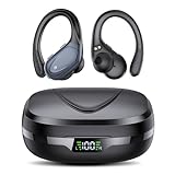 CASCHO Bluetooth Kopfhörer Sport, Kopfhörer Kabellos Bluetooth 5.3, 60 Std Kabellose Kopfhörer mit Tiefer Bass, In Ear Kopfhörer mit 4 ENC Klarer Mic, IPX7 wasserdichte Ohrhörer mit Ohrhaken Schwarz