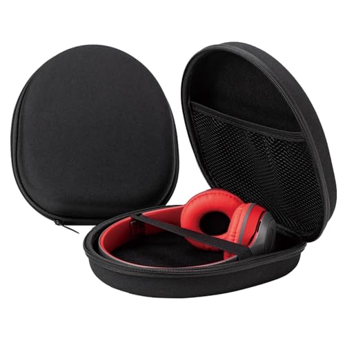 Kopfhörer Tasche Over Ear, Universal Headset Hartschalen Aufbewahrung Case Ohrhörer Schutztasche Case Reisetasche 21 x 18,5 cm x 6cm (Schwarz)