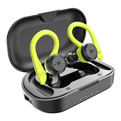 APEKX Wireless Sport Kopfhörer 5.0, IPX7 Wasserdicht, Stereo-Sound, Eingebautes Mikrofon Headset mit Magnetischen Tragbaren Ladetasche, Hände Freianruf für IOS,Andriod (Grün)