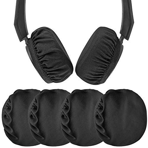 Geekria Stretchable Fabric Headphone Covers/Washable Sanitary Earcup Earpad Covers Fits 1.6' - 3.15' (4cm - 8cm Ear Pad) small Over-Ear Headphone/Headset / 4 pcs (2 Pairs) Black