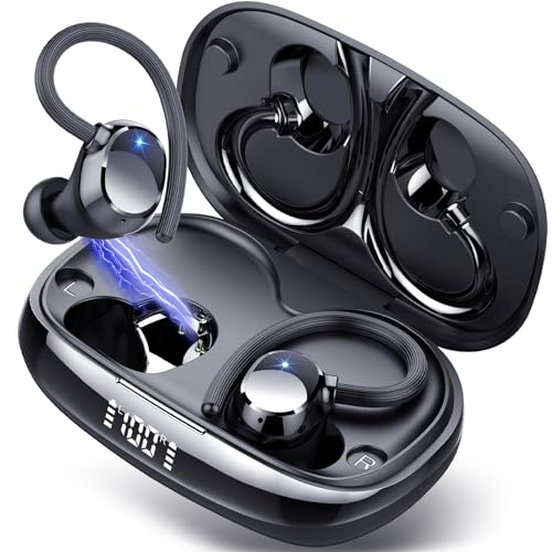 Bluetooth Kopfhörer Sport, Kopfhörer Kabellos Bluetooth 5.3, 80Std Spielzeit Kabellose Kopfhörer mit Tiefer Bass, In Ear Kopfhörer mit 4 ENC Lärmreduzierung Mic, IP7 Wasserdicht Ohrhörer mit Ohrhaken